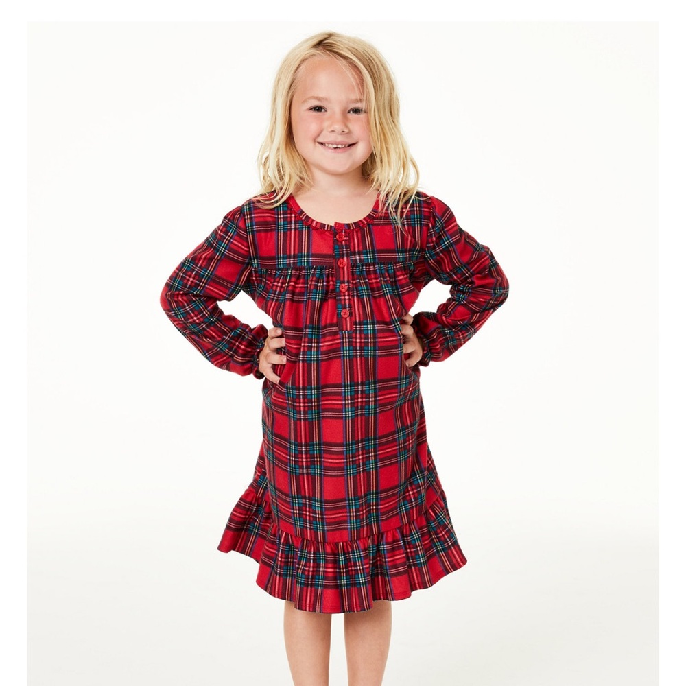 Family pajama Matching Kids Brinkley Plaid Family Pajama Nightgown,
